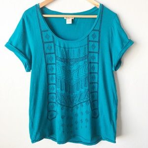 Lucky Brand Teal Tee with Black Stitching